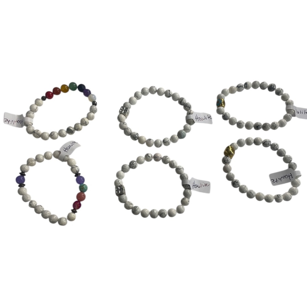 Howlite White,Grey, gemstone, Bracelet - Picture 5 of 7